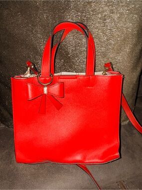 Red Bow Accent Crossbody Tote for Women